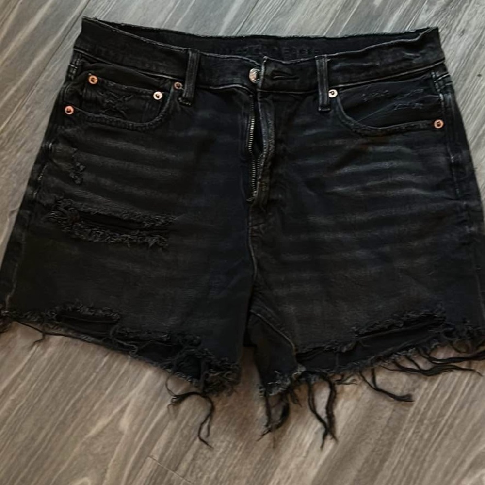 American Eagle Outfitters Distressed Black Jean Shorts